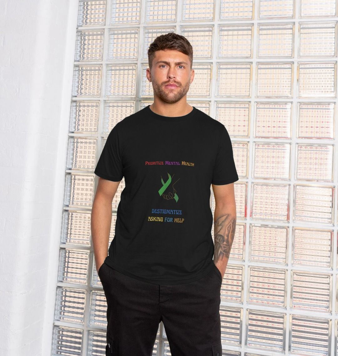 🇬🇧 Prioritize Mental Health Destigmatize Asking For Help - Unisex Organic Cotton T-Shirt