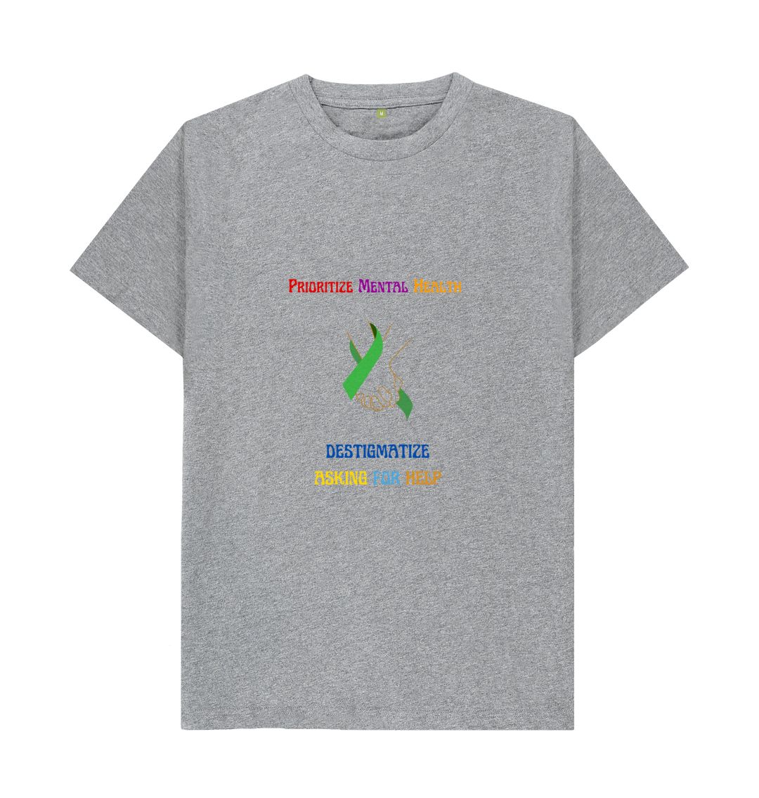 Athletic Grey \ud83c\uddec\ud83c\udde7 Prioritize Mental Health Destigmatize Asking For Help - Unisex Organic Cotton T-Shirt