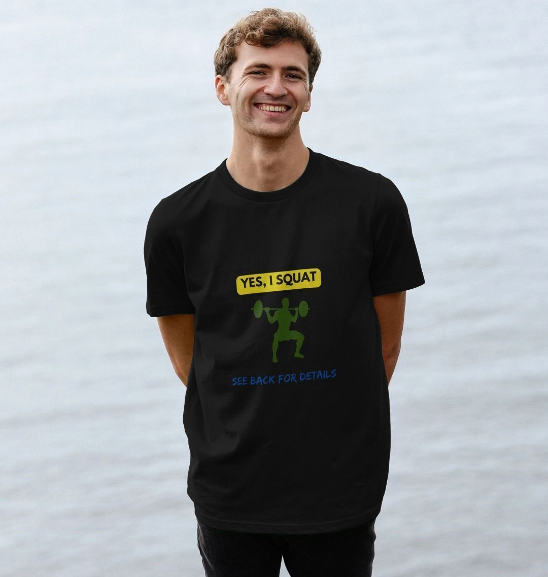 🇬🇧 Yes I Squat See Back For Details (Dark) - Unisex Organic Cotton T-Shirt