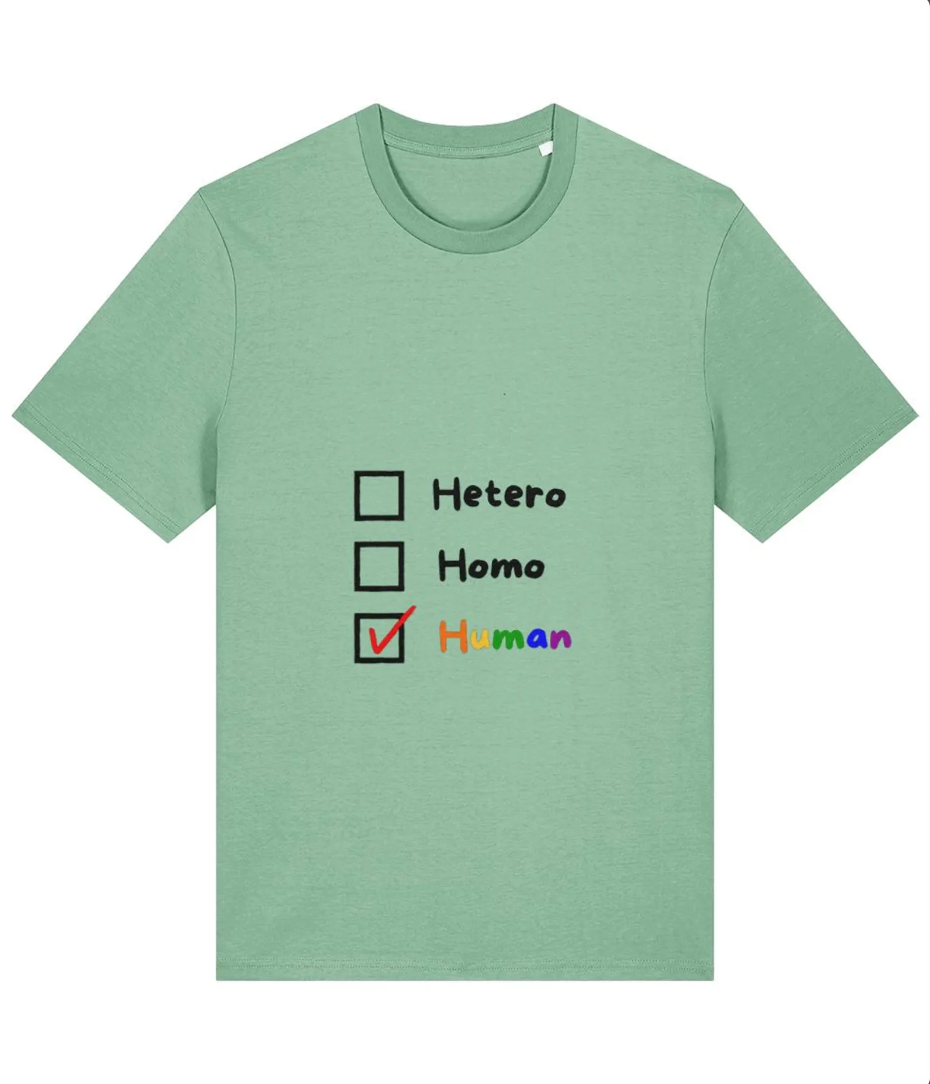 Organic Cotton Hetero Homo Human Pride Rainbow T-Shirt - LGBTQ+ Unisex Tee