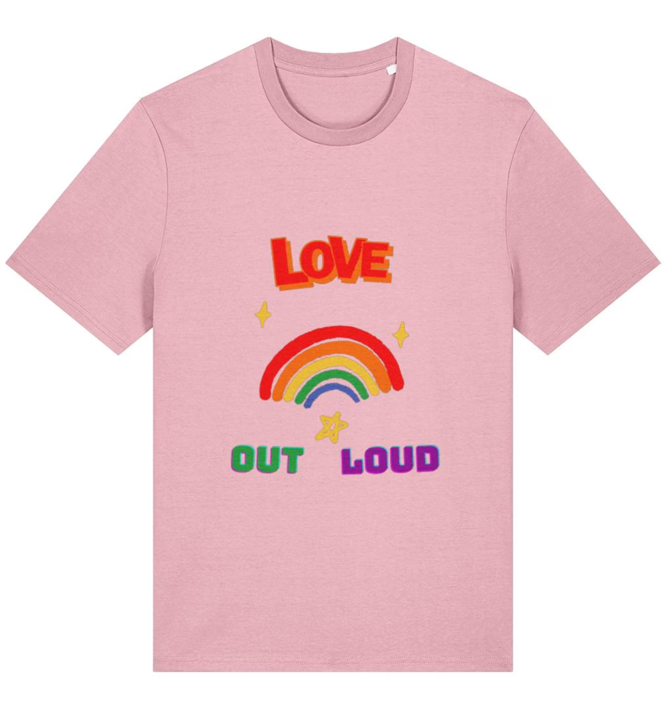 Organic Cotton Love Out Loud Pride Rainbow T-Shirt - LGBTQ+ Unisex Tee
