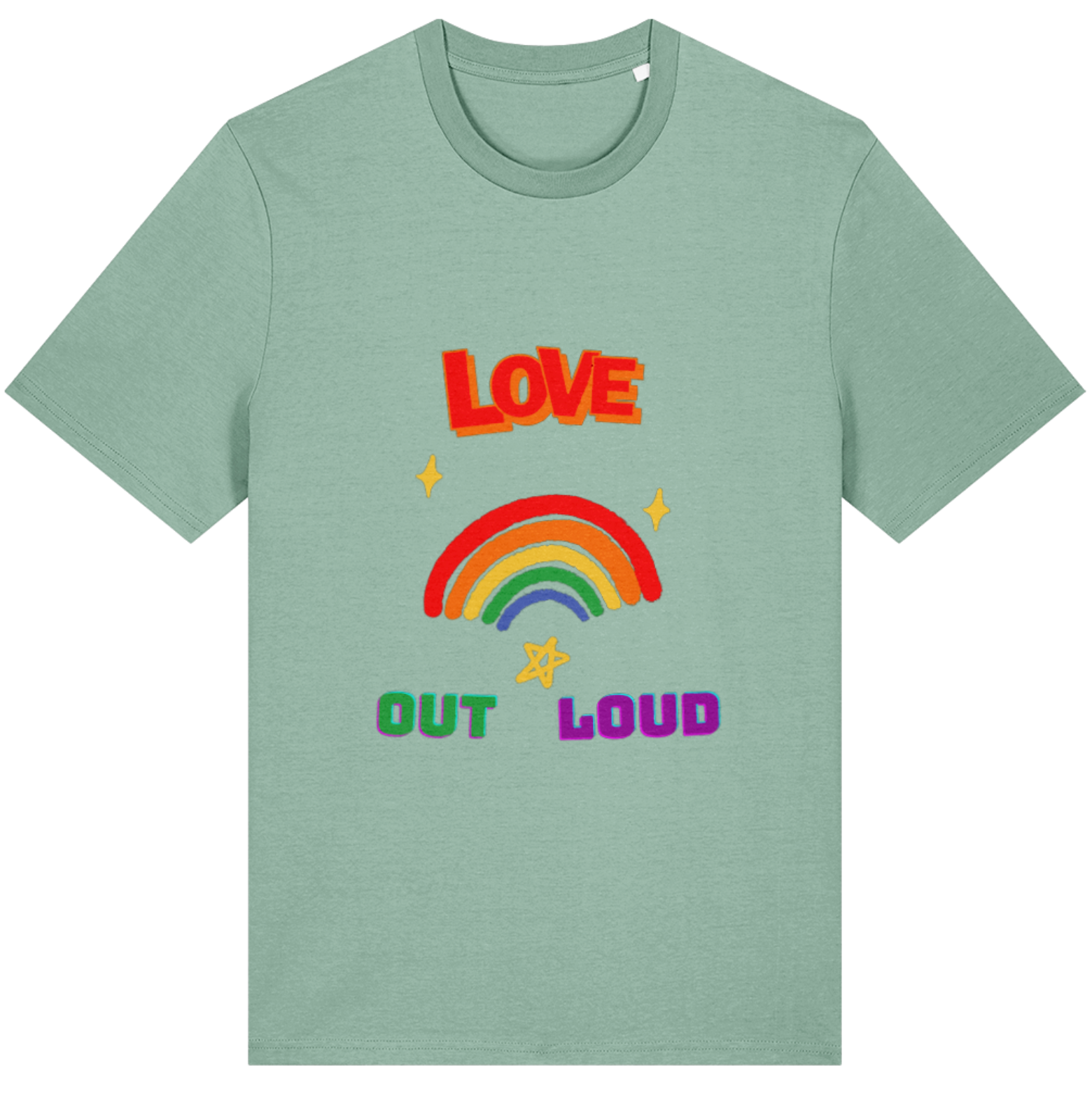 Organic Cotton Love Out Loud Pride Rainbow T-Shirt - LGBTQ+ Unisex Tee