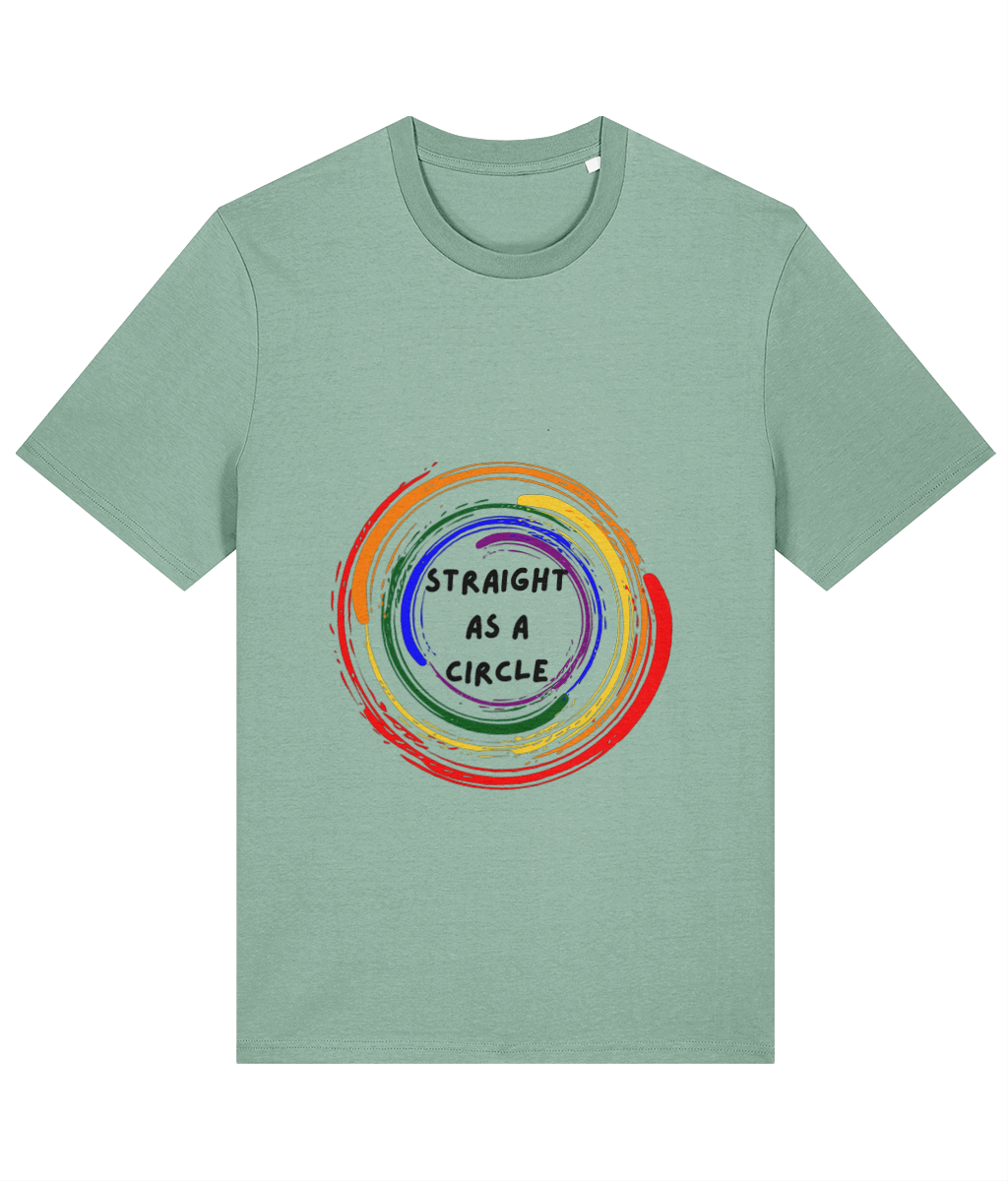 Organic Cotton Straight As A Circle Pride Rainbow T-Shirt - LGBTQ+ Unisex Tee