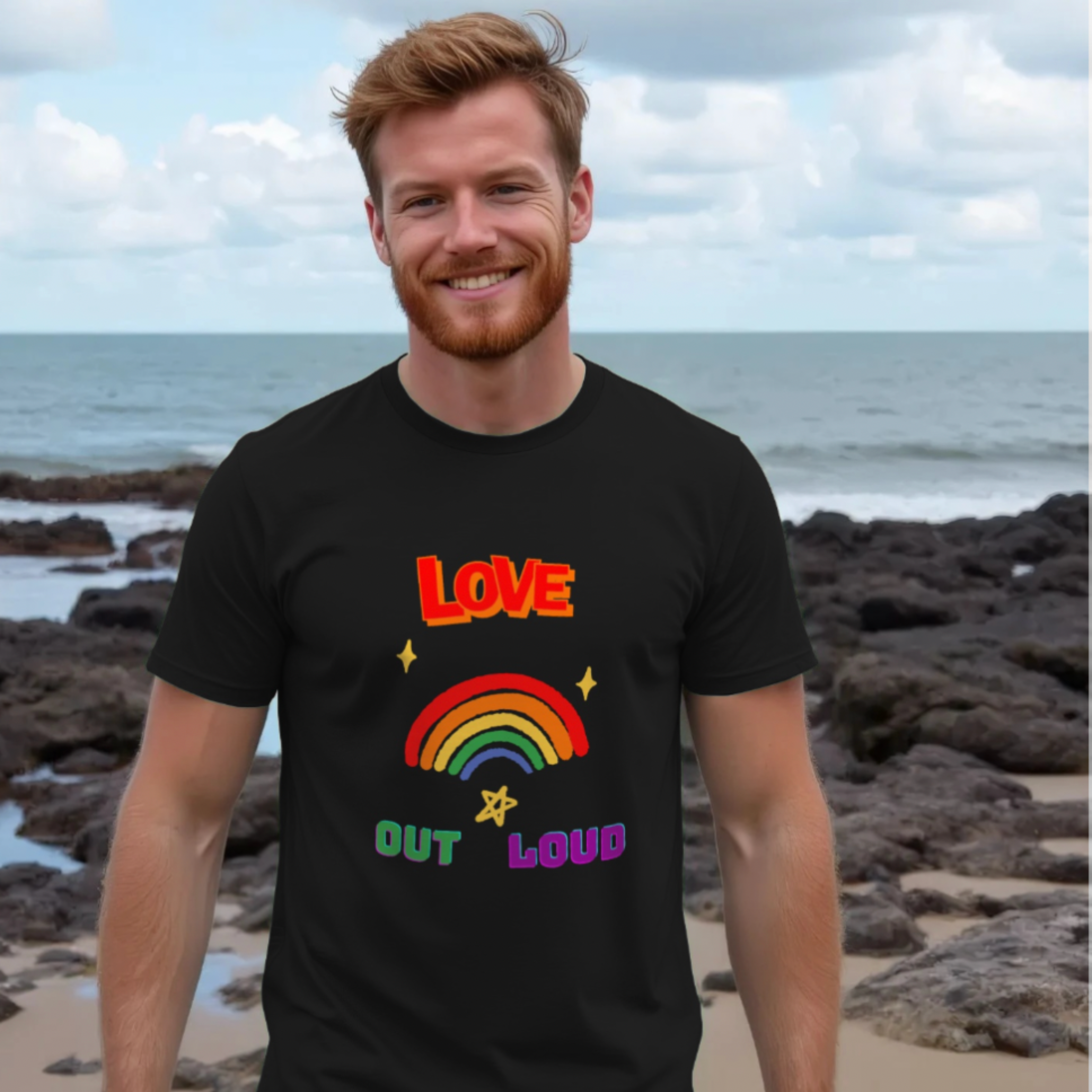Organic Cotton Love Out Loud Pride Rainbow T-Shirt - LGBTQ+ Unisex Tee