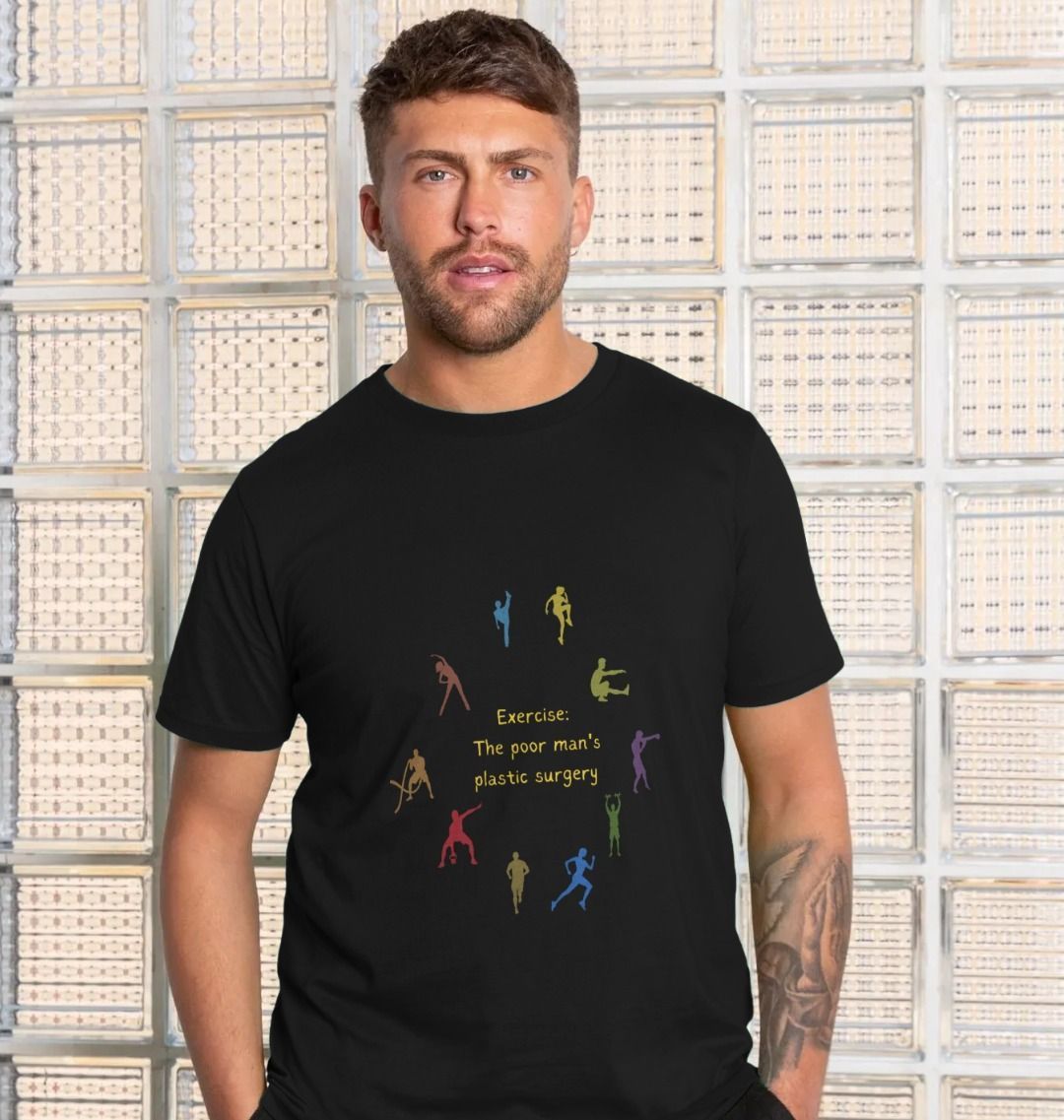 🇬🇧 Exercise The Poor Man's Plastic Surgery (Dark) - Unisex Organic Cotton T-Shirt