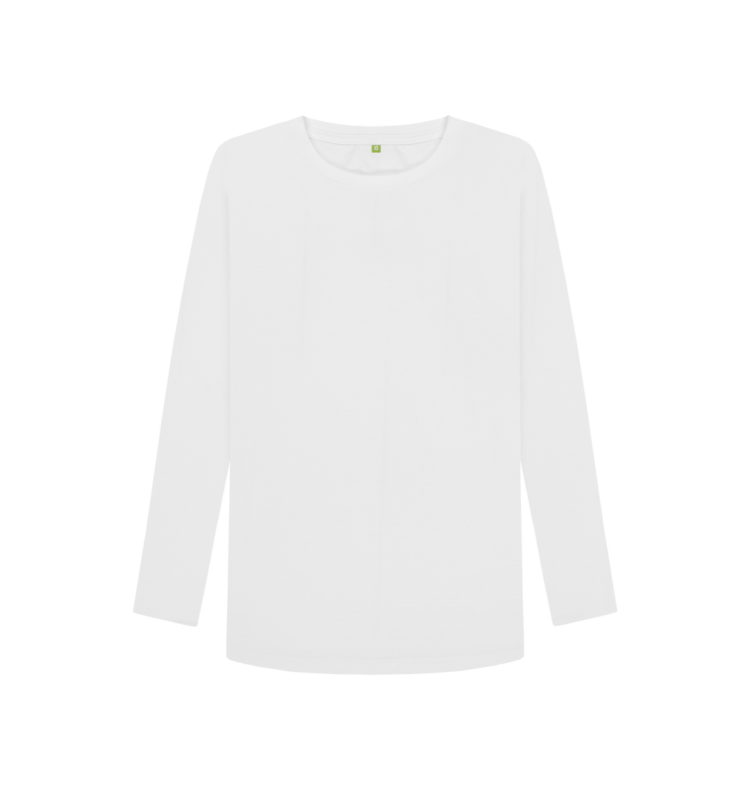 White Printed Long Sleeve T Shirt Front