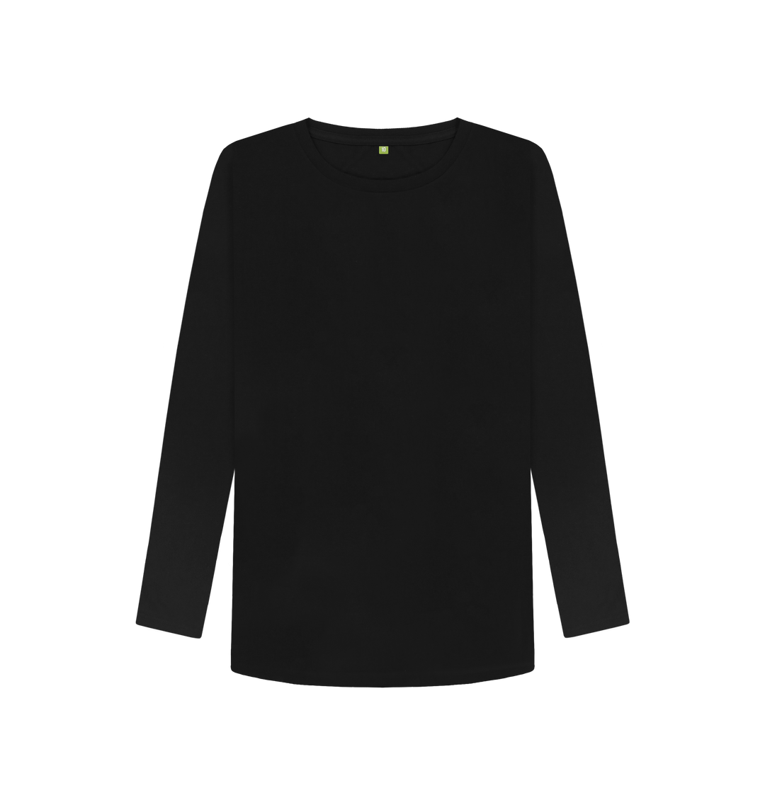 Black Printed Long Sleeve T Shirt Front