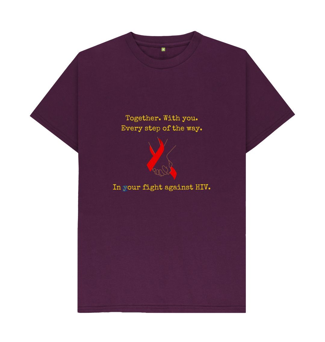 Purple \ud83c\uddec\ud83c\udde7 United Against HIV (Dark) - Unisex Organic Cotton T-Shirt