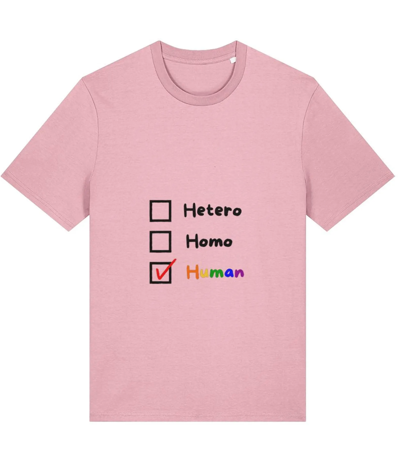 Organic Cotton Hetero Homo Human Pride Rainbow T-Shirt - LGBTQ+ Unisex Tee