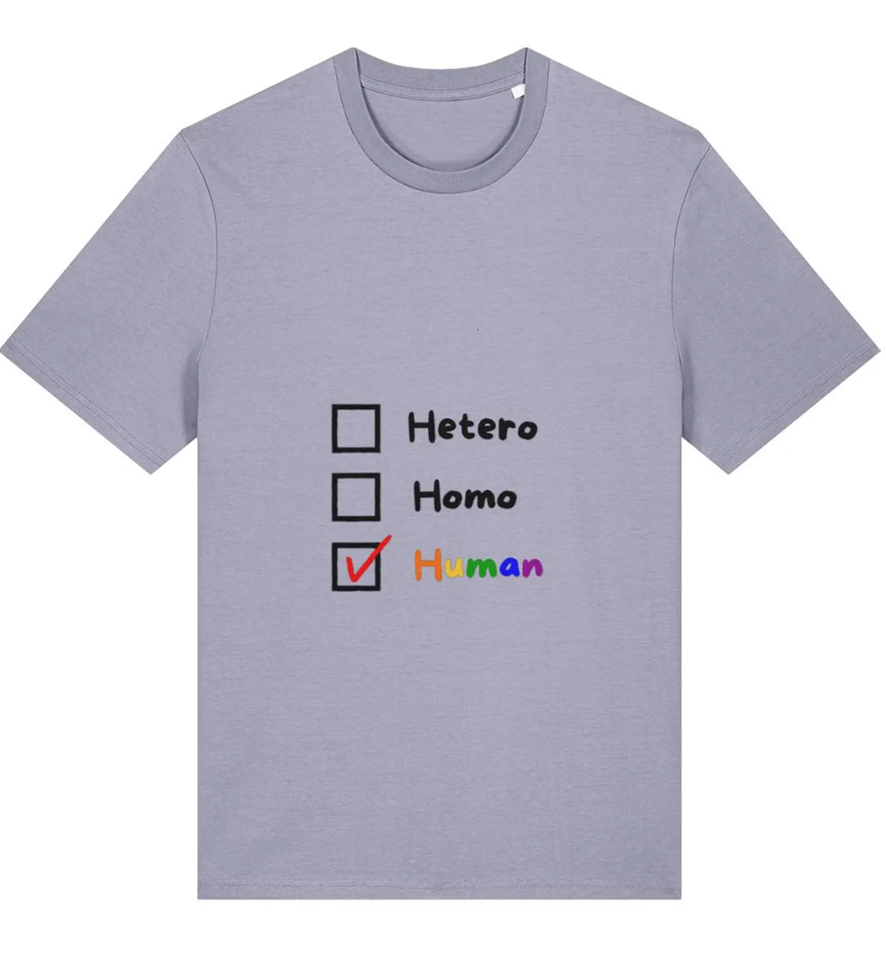 Organic Cotton Hetero Homo Human Pride Rainbow T-Shirt - LGBTQ+ Unisex Tee