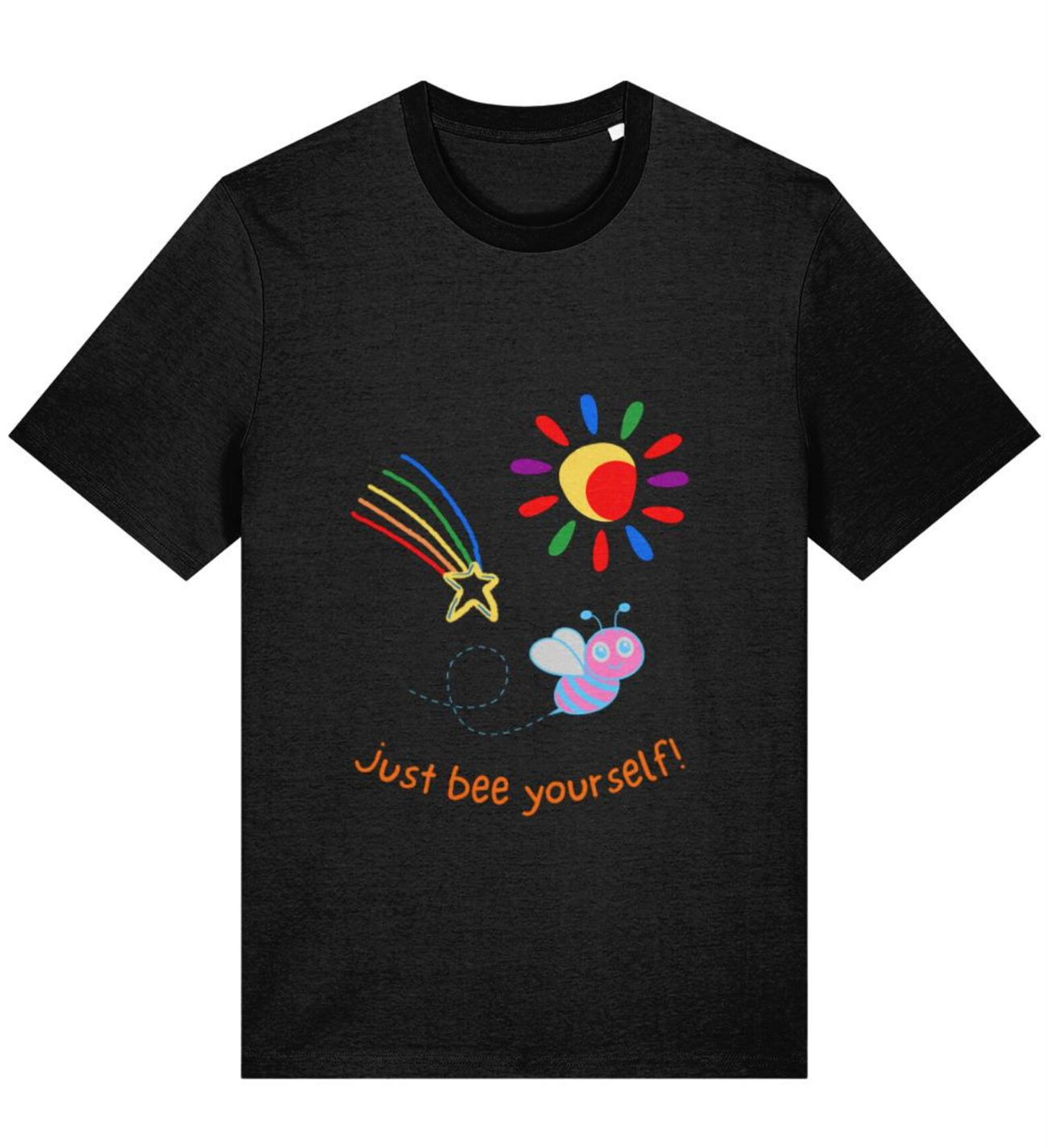 Organic Cotton Just Bee Yourself Trans Pride Rainbow T-Shirt - LGBTQ+ Unisex Tee