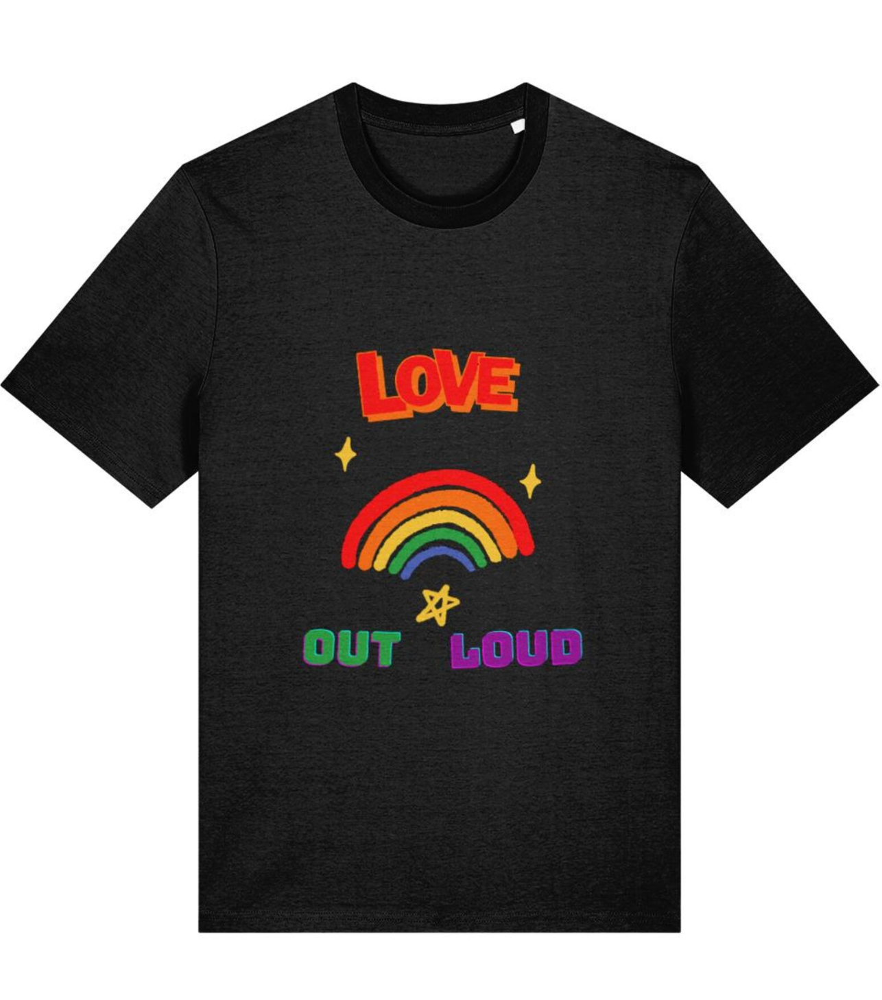 Organic Cotton Love Out Loud Pride Rainbow T-Shirt - LGBTQ+ Unisex Tee