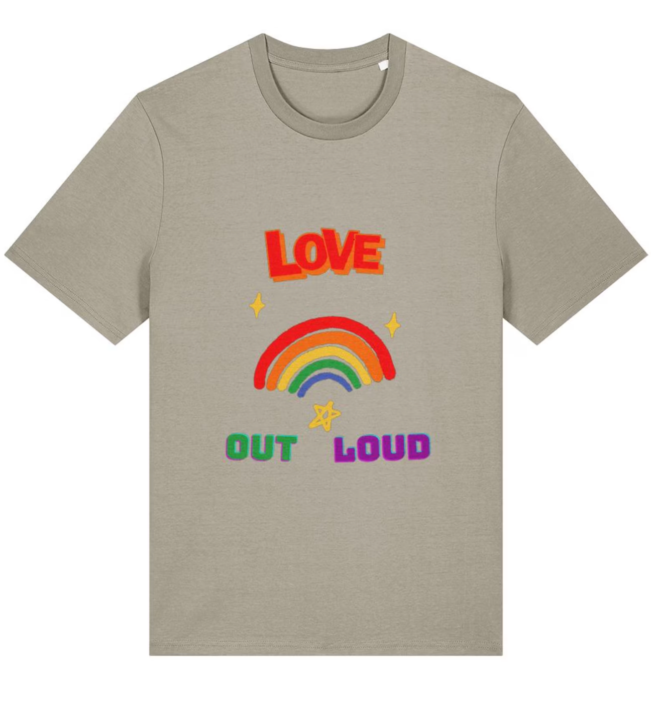 Organic Cotton Love Out Loud Pride Rainbow T-Shirt - LGBTQ+ Unisex Tee