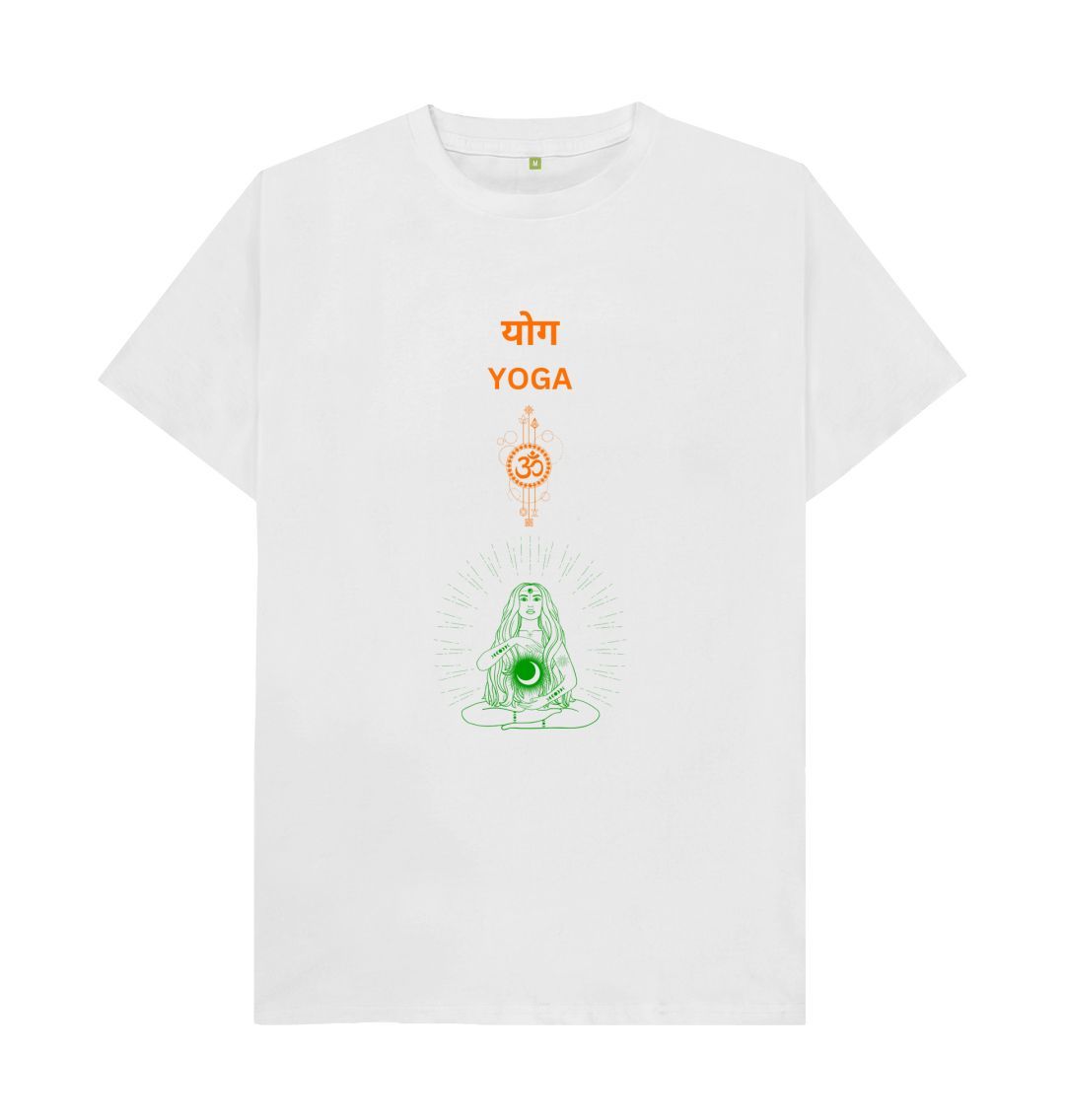 White \ud83c\uddec\ud83c\udde7 Yoga Om - Unisex Organic Cotton T-Shirt