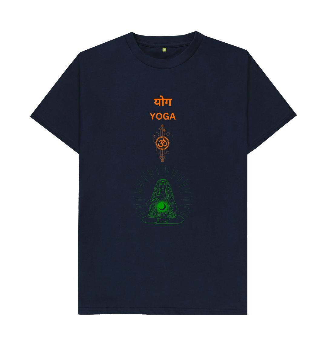 Navy Blue \ud83c\uddec\ud83c\udde7 Yoga Om - Unisex Organic Cotton T-Shirt