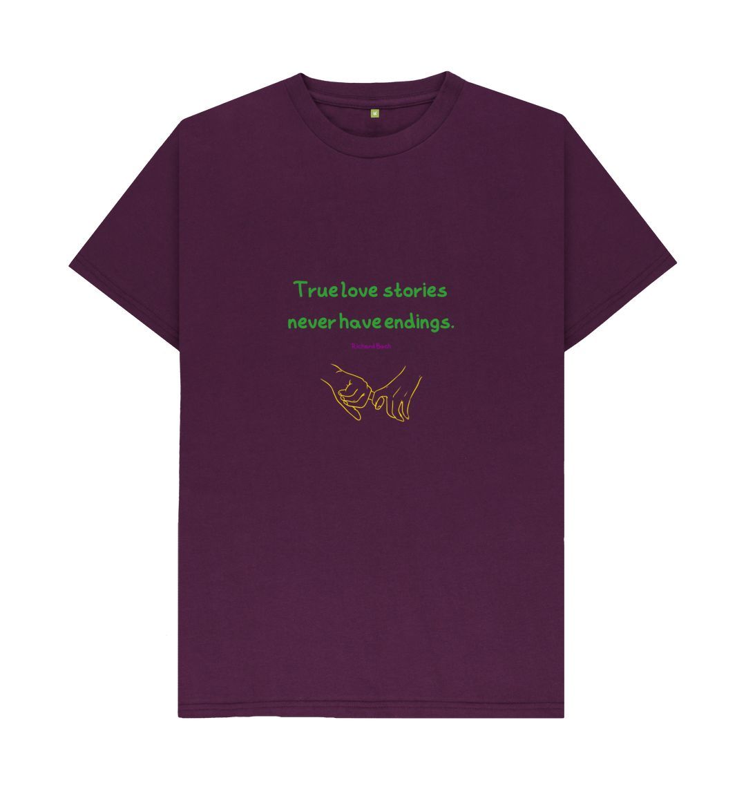 Purple \\ud83c\\uddec\\ud83c\\udde7 True Love Stories Never Have Endings - Unisex Organic Cotton T-Shirt