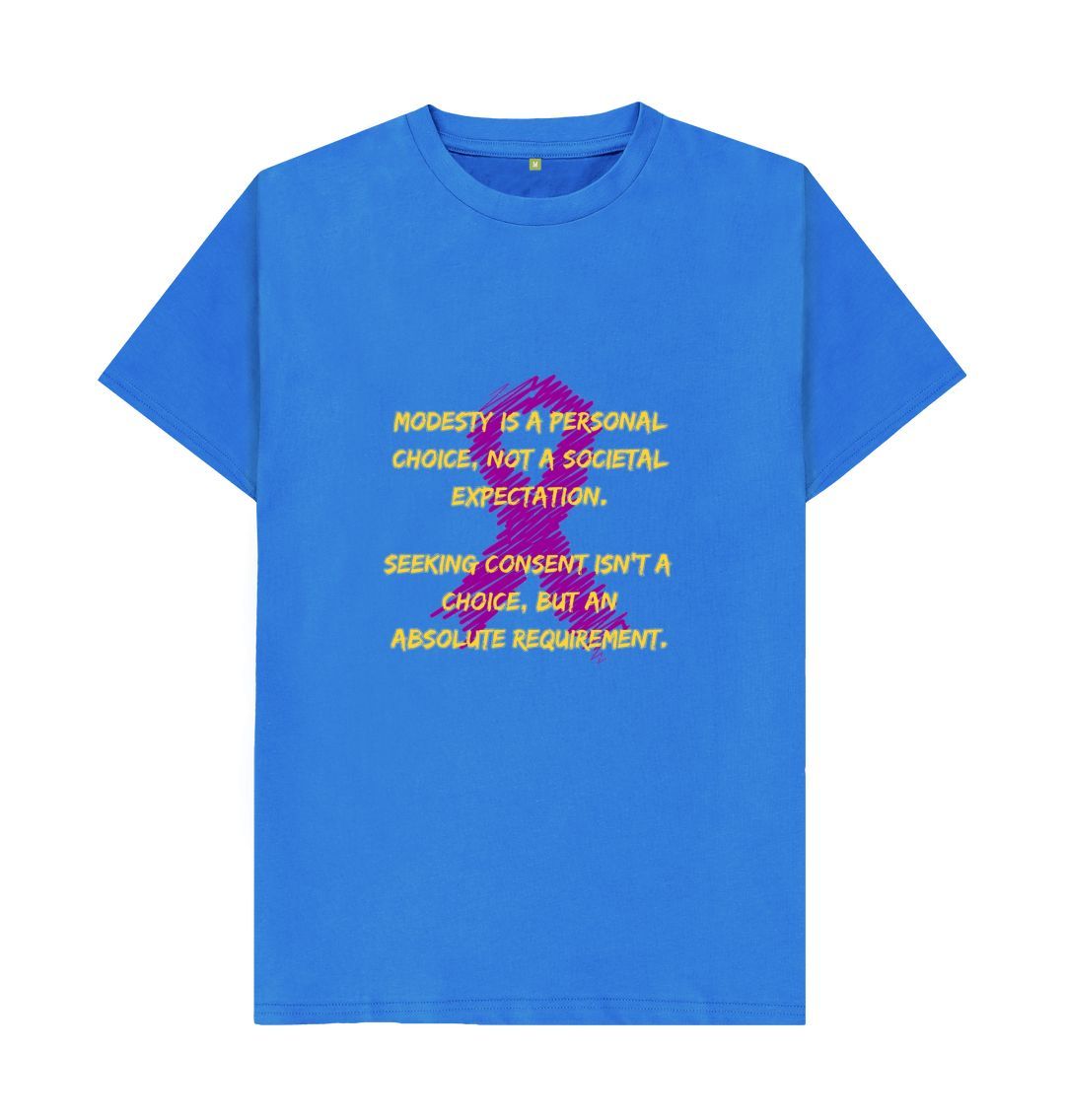 Bright Blue \ud83c\uddec\ud83c\udde7 Modesty Is A Personal Choice (Dark) - Unisex Organic Cotton T-Shirt