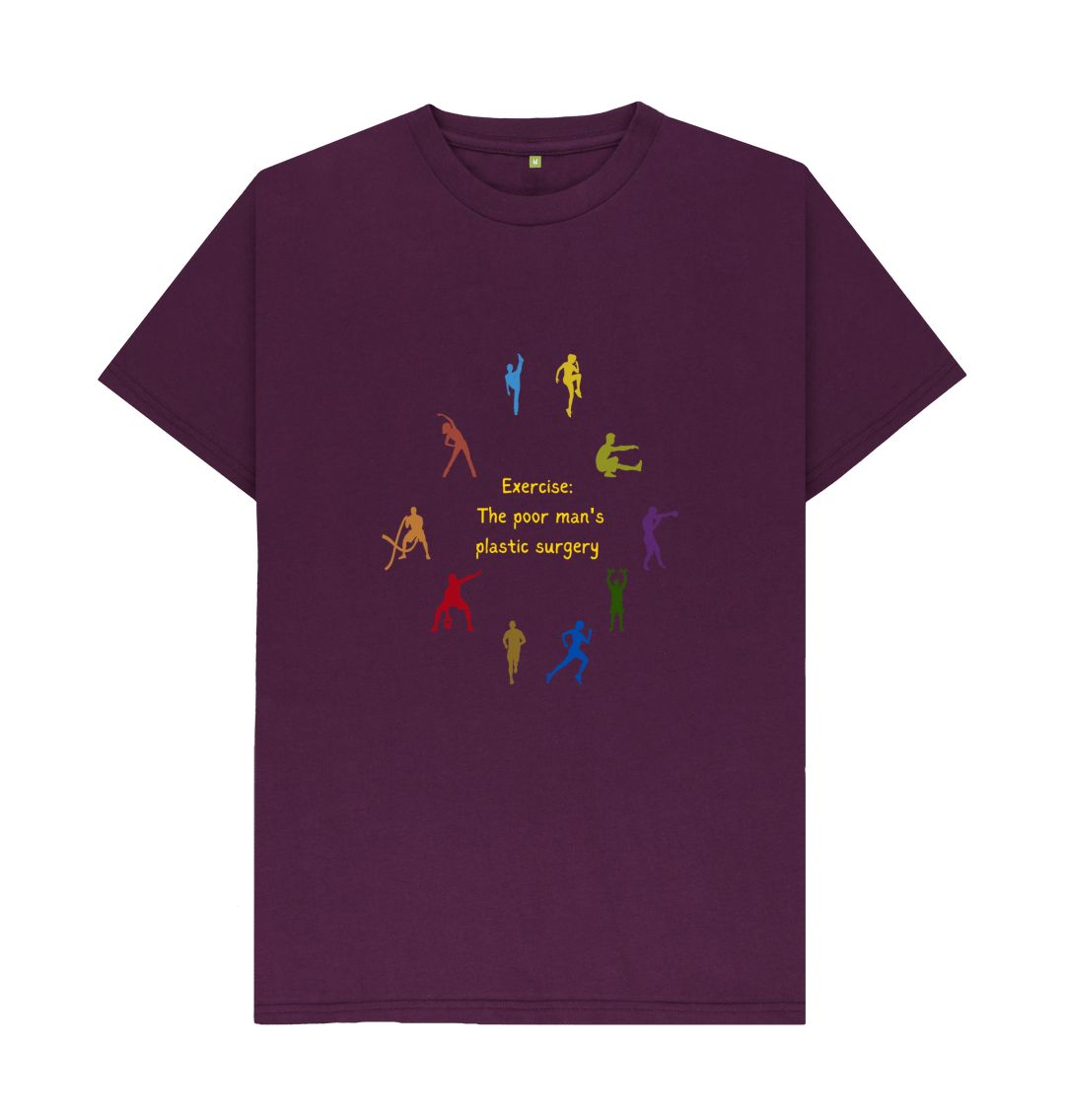 Purple \ud83c\uddec\ud83c\udde7 Exercise The Poor Man's Plastic Surgery (Dark) - Unisex Organic Cotton T-Shirt