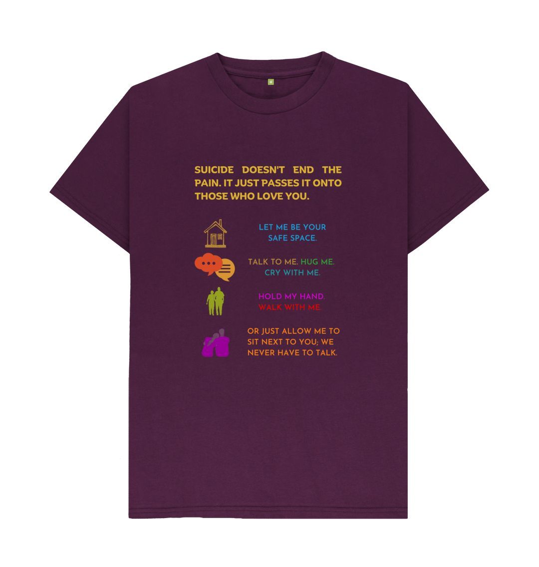 Purple \ud83c\uddec\ud83c\udde7 Suicide Doesn't End The Pain It Just Passes It Onto Those Who Love You (Dark) - Unisex Organic Cotton T-Shirt