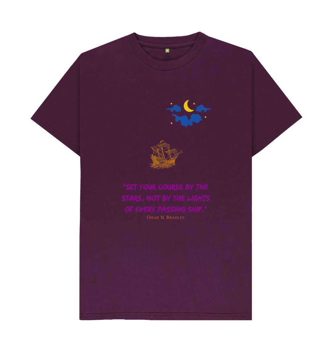 Purple \ud83c\uddec\ud83c\udde7 Set Your Course By the Stars Not By The Lights Of Every Passing Ship - Unisex Organic Cotton T-Shirt