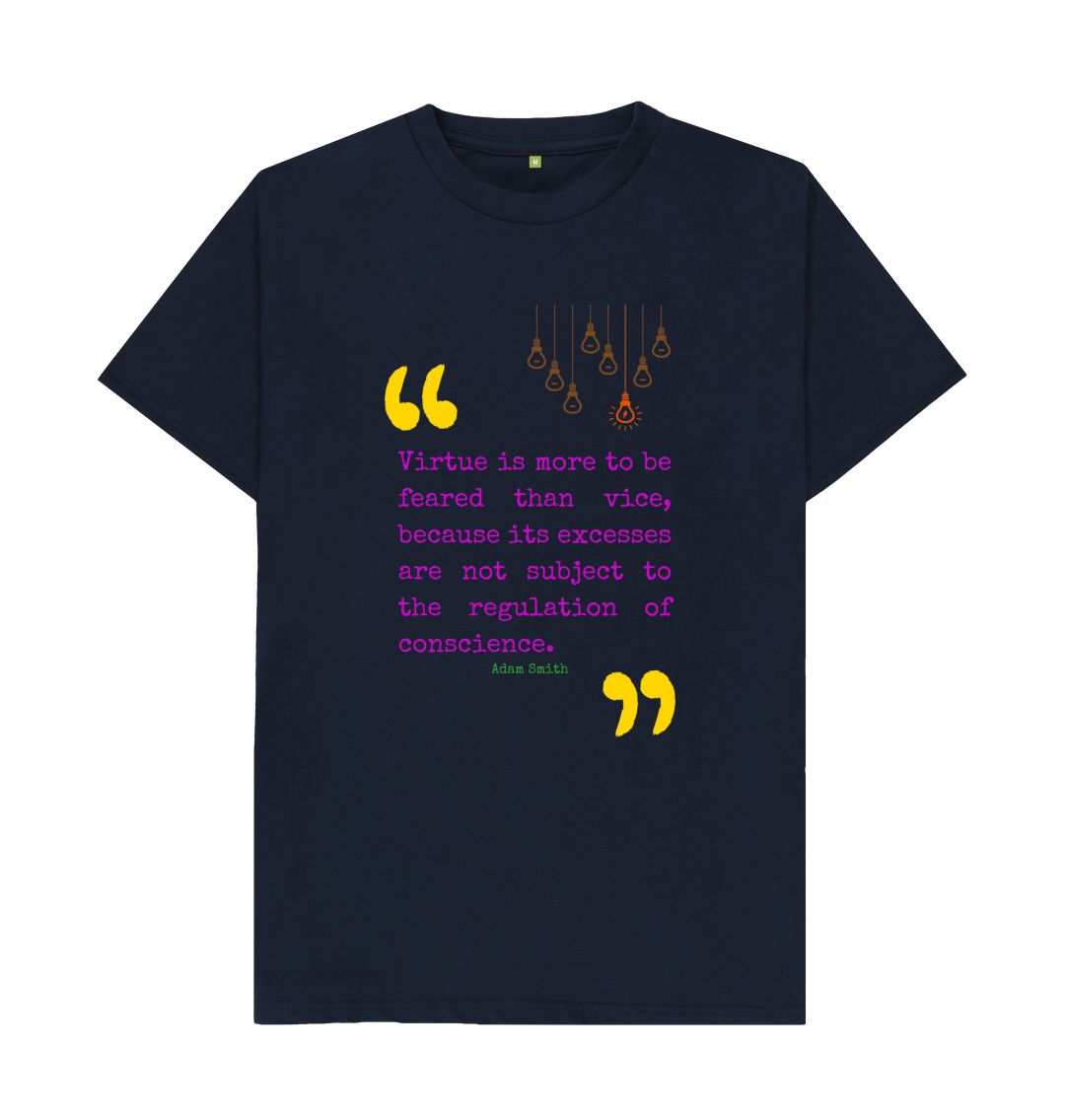 Navy Blue \ud83c\uddec\ud83c\udde7 Virtue Is More To Be Feared Than Vice (Dark)- Unisex Organic Cotton T-Shirt