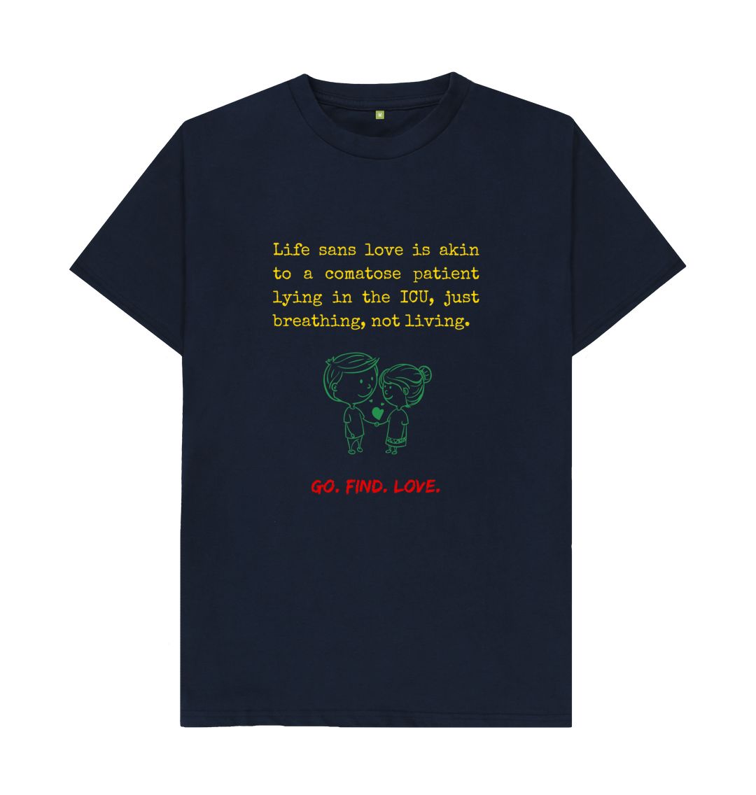 Navy Blue \ud83c\uddec\ud83c\udde7 Go Find Love (Dark) - Unisex Organic Cotton T-Shirt