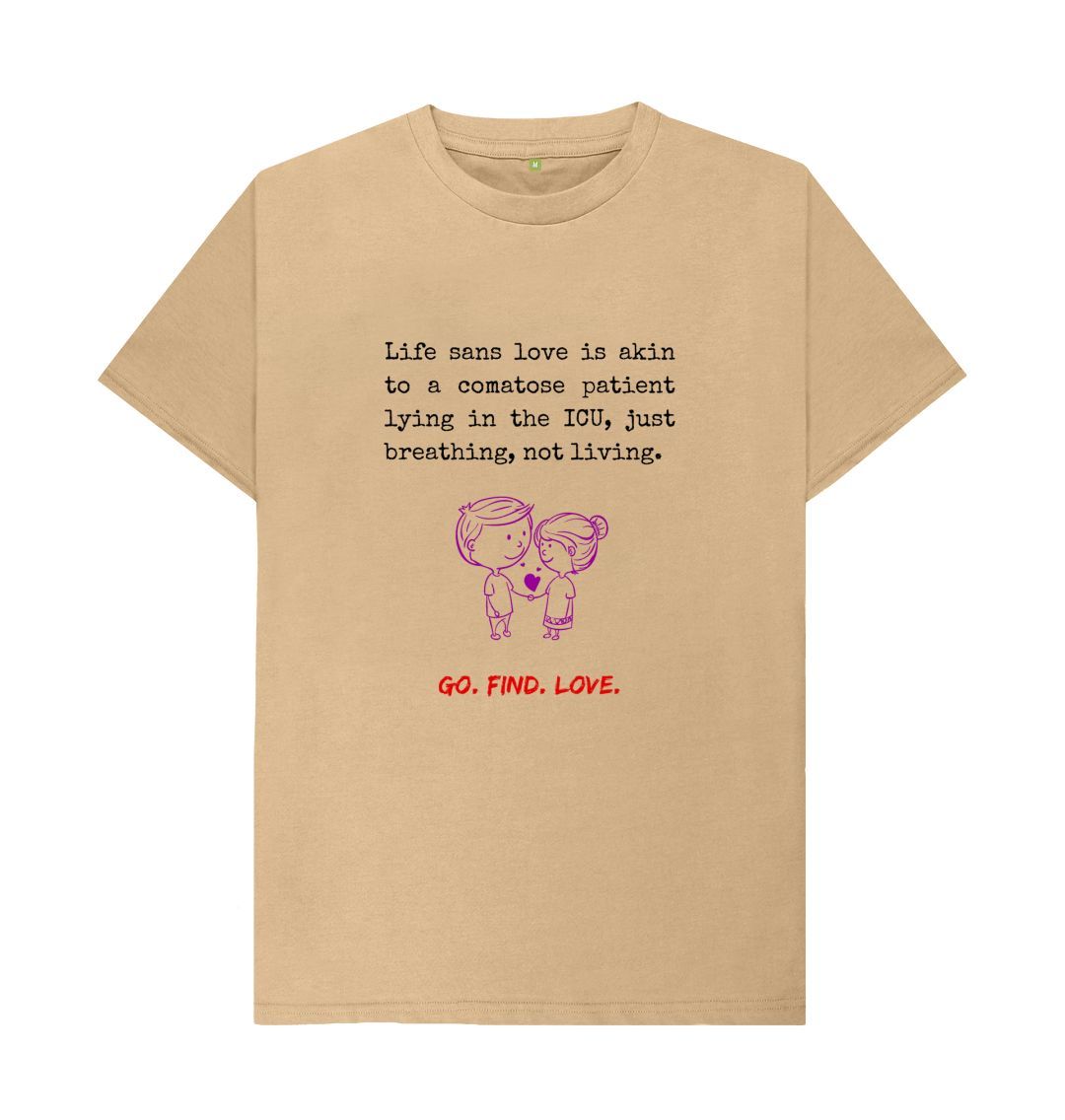 Sand \ud83c\uddec\ud83c\udde7 Go Find Love (Light) - Unisex Organic Cotton T-Shirt