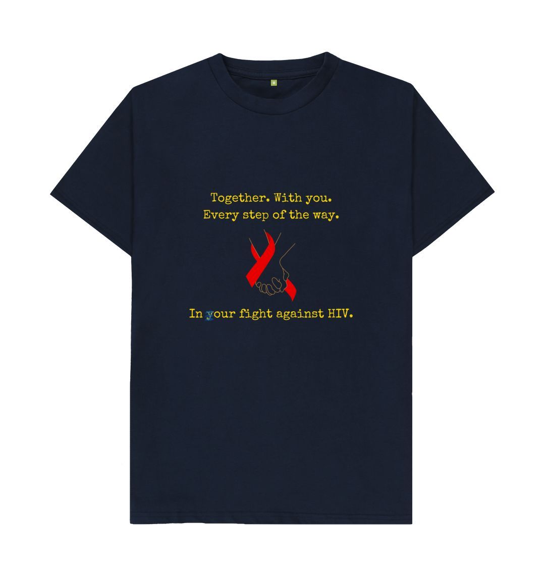 Navy Blue \ud83c\uddec\ud83c\udde7 United Against HIV (Dark) - Unisex Organic Cotton T-Shirt